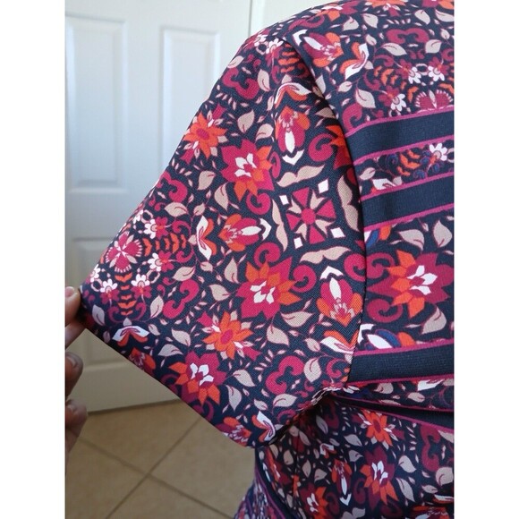 Chico's Floral Striped Print Short Sleeve Dress Knee Length Size 3 XL Stretch - Picture 6 of 15